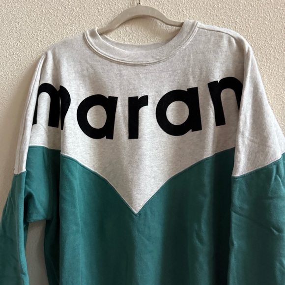 ISABEL MARANT ETOILE Houston Sweatshirt in Teal, size 40 (8 medium) - Picture 3 of 8